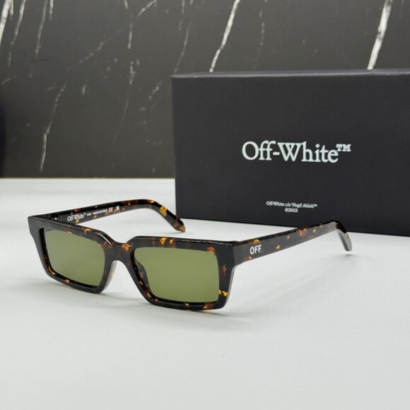 NEW OFF-WHITE OERI13A WARREN 6055 SUNGLASSES UNISEX HAVANA SQUARE EYEWEAR - Picture 2 of 10